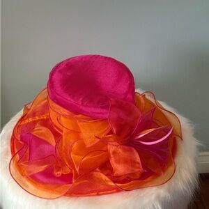 Vibrant Pink and Orange Derby Hat